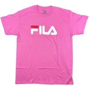 Fila Pink Short Sleeve Logo T-Shirt L  Crew Neck Casual Tee For Men Or Women